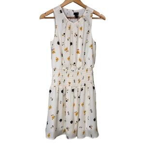 Aqua Smocked Waist Floral Print Sleeveless Mini Dress Size S